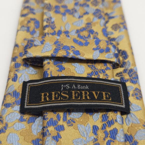 Jos A Bank Reserve Silk Tie Necktie Gold Ditsy Floral Preppy Business Corpcore - Picture 4 of 6